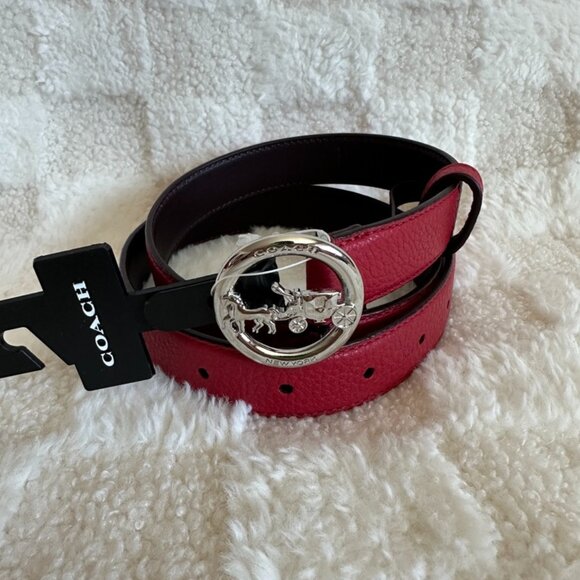 NWT! Coach Women\'s Horse and Carriage Silver Buckle Belt In Red Size S F78181 main image 7